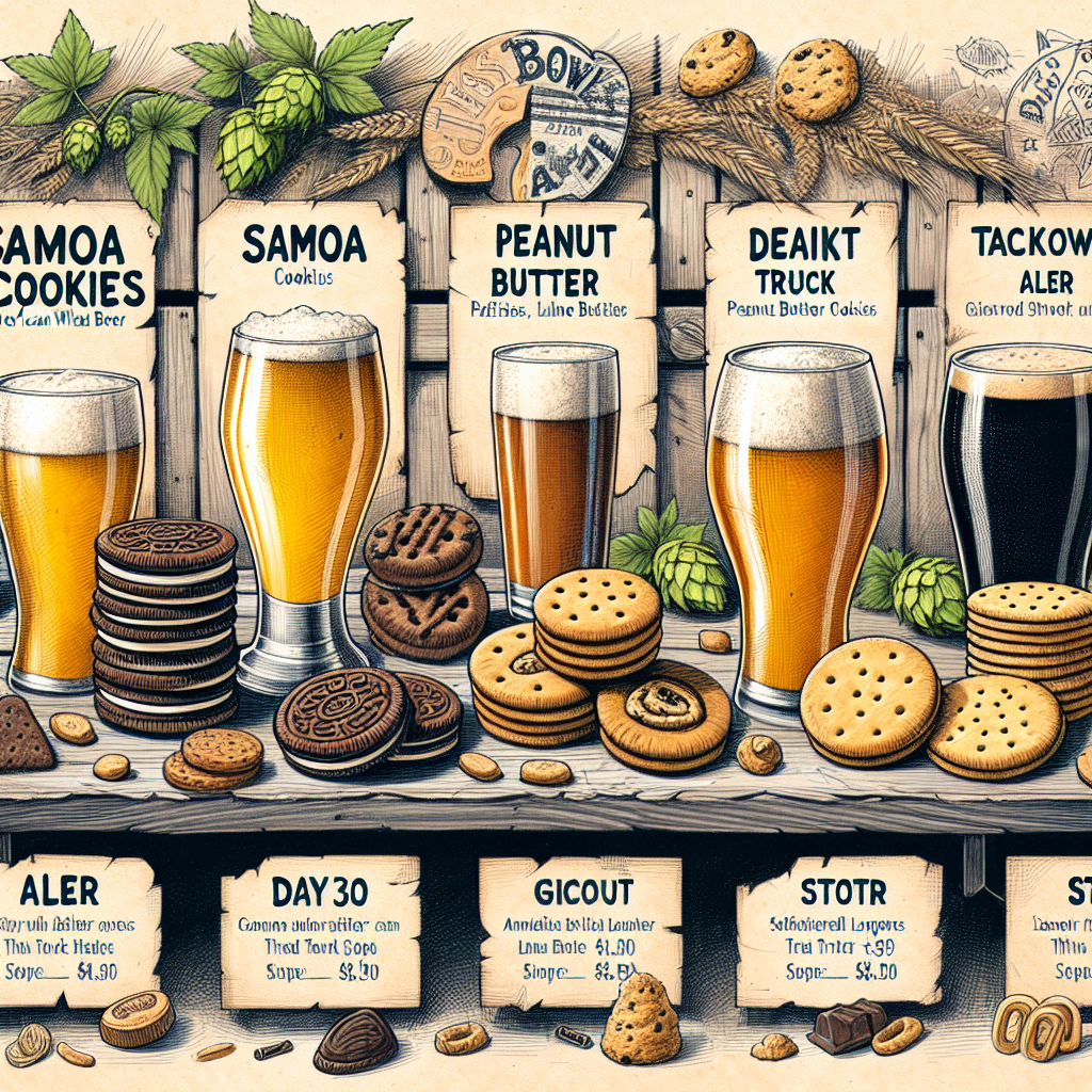 Discover the art of pairing craft beer with your favorite cookies, featuring unique combinations from Samoa with American Wheat to Thin Mint with Nitro Stout.